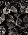 Papier Peint Feuillage - Feuilles Sombres Élégantes