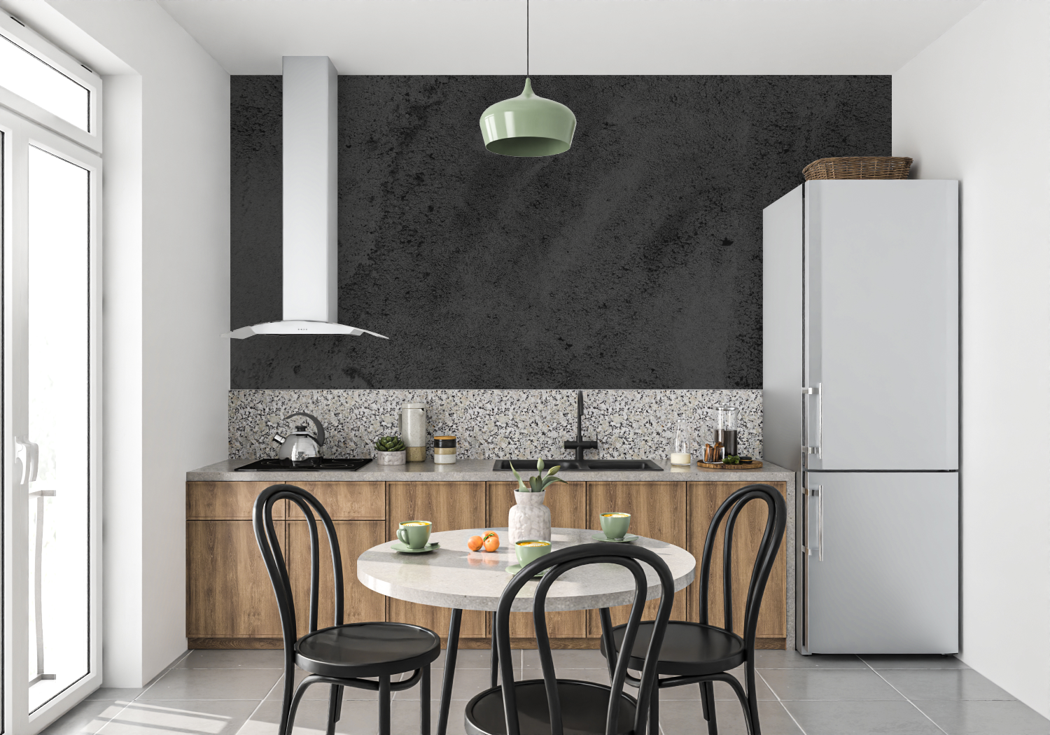 Stone Wallpaper - Black Raw Concrete