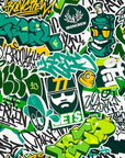 Papier peint graffiti - lettrages urbains vert et blanc