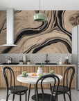 Stone Wallpaper - Cream and Black Marbles