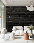 Stone Wallpaper - Charcoal Black Brick Wall