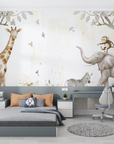 Kids Wallpaper - Parade of Stylized Animals and Trees