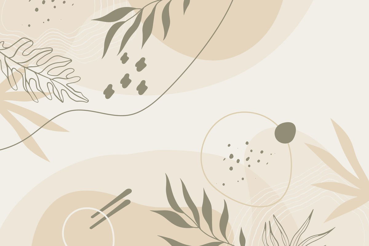 Abstract Wallpaper - Neutral Foliage and Geometric Shapes