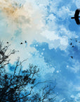 Papier Peint Paysage - Ciel Bleu Et Oiseaux En Vol