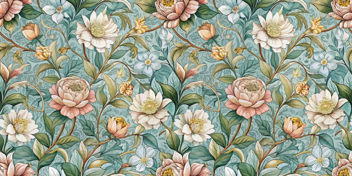 Papier peint fleuri - art déco classique