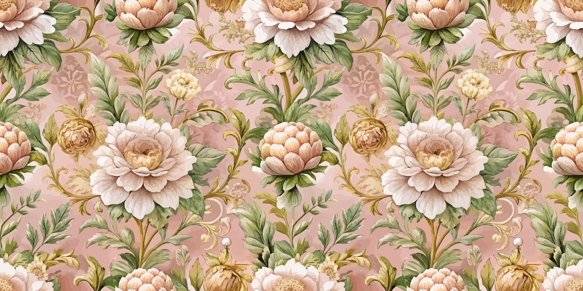 Papier peint fleuri - pivoines roses romantiques