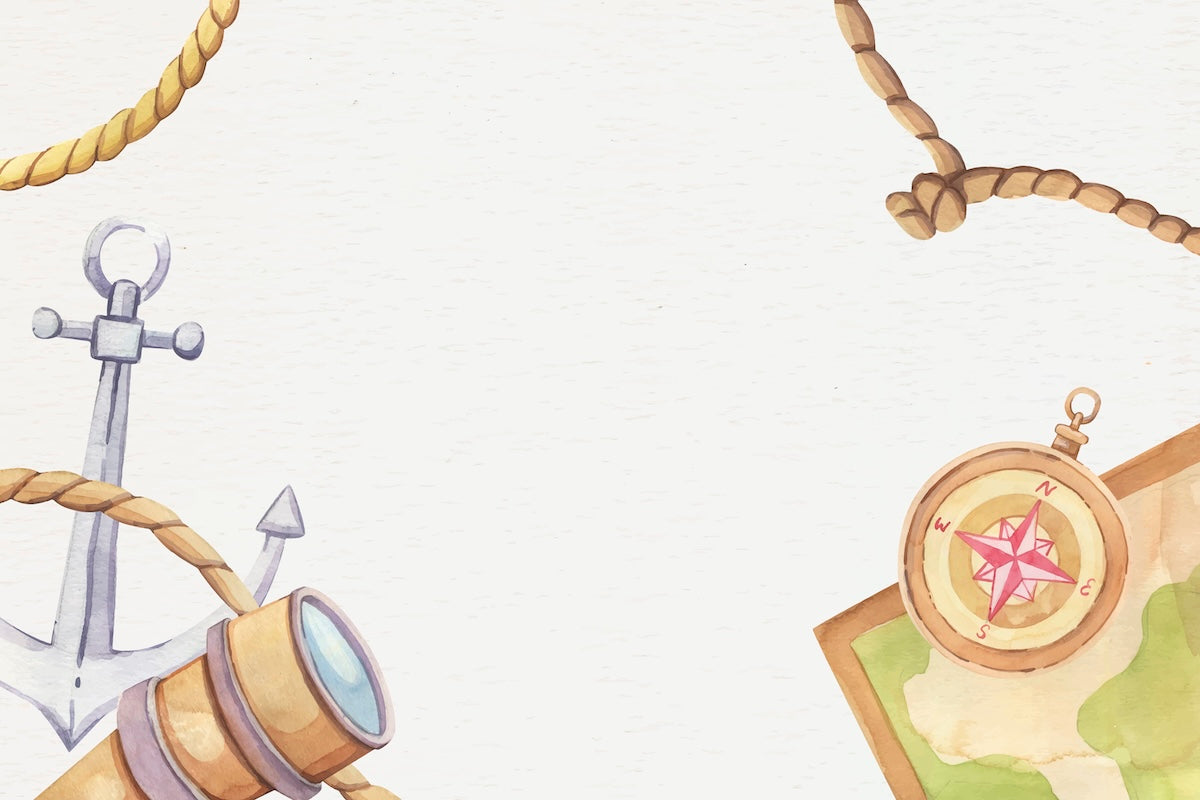 Papier peint enfants - boussole et cordages style pirate