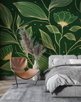 Foliage Wallpaper - Golden Plant Elegance