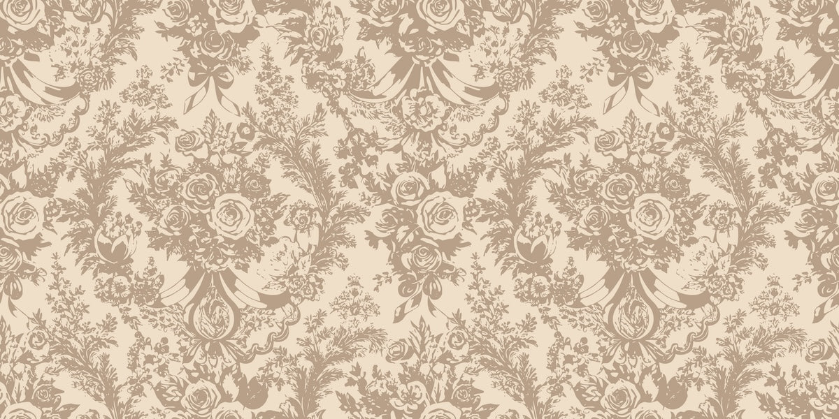 Papier peint rétro - damas classique beige doré