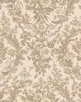 Papier peint rétro - damas floral beige et or