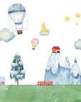 Papier peint enfants - montgolfières et animaux magiques