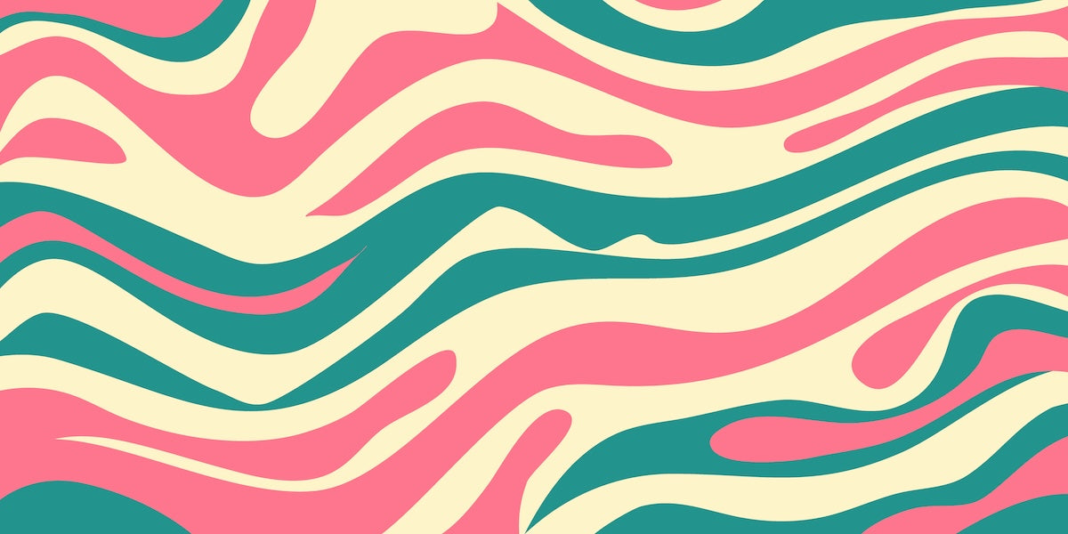 Papier peint rétro - lignes abstraites rose et vert