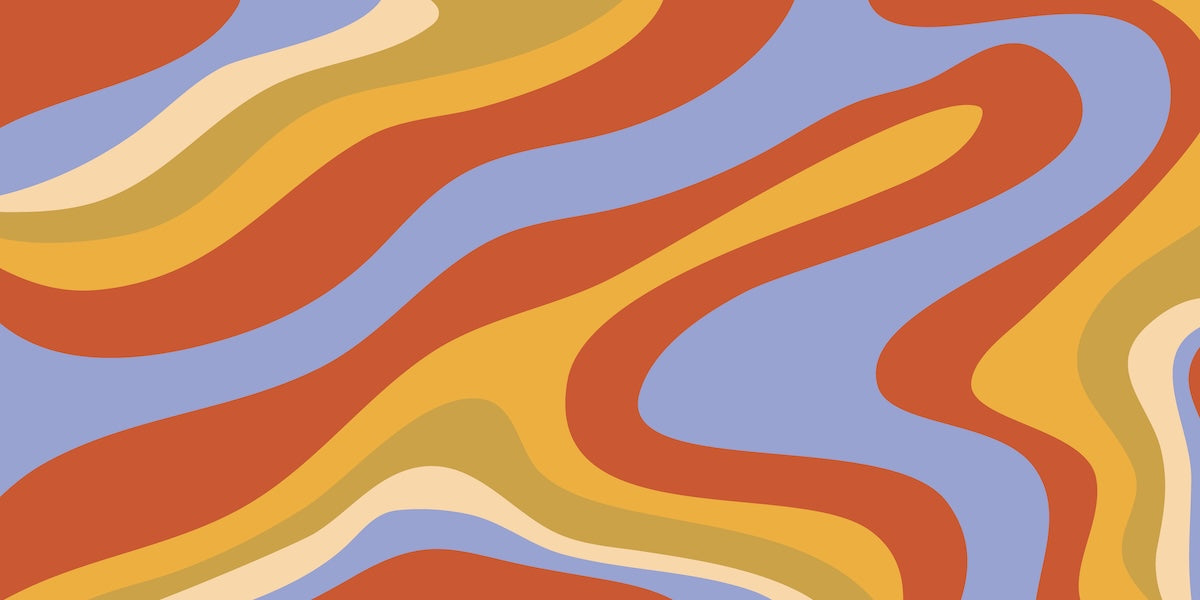 Papier peint rétro - vagues psychédéliques multicolores