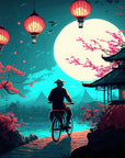Wallpaper Illustration - Japanese Pagoda under the Moon
