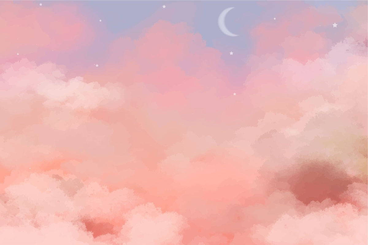 Papier Peint Enfant - Nuages Roses Et Étoiles