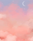 Papier Peint Enfant - Nuages Roses Et Étoiles