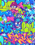 Papier peint graffiti - fresque de street art bleue et jaune