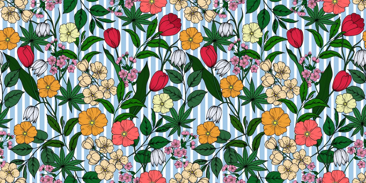 Papier peint fleuri - millefleurs champêtre coloré