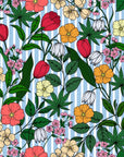 Papier peint fleuri - millefleurs champêtre coloré