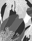 Papier peint nature - grands hibiscus en noir et blanc