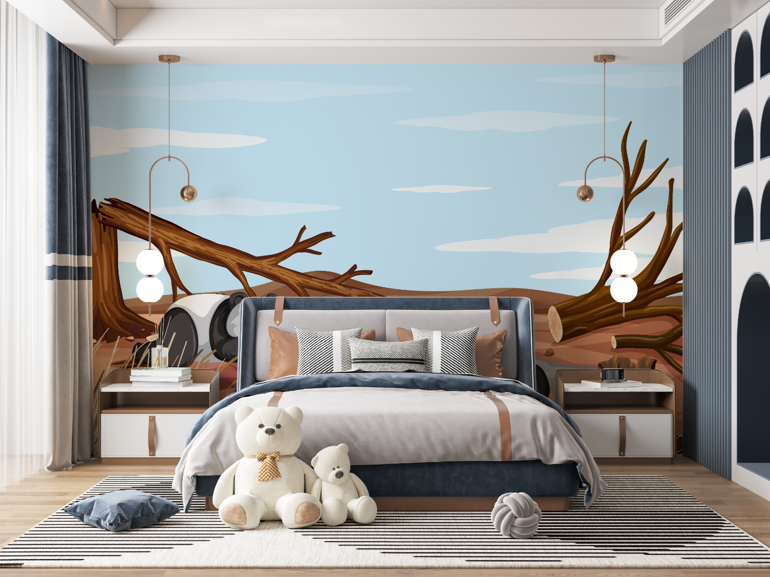 Children's Wallpaper - Playful Pandas in the Bamboo Forest