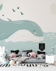 Kids' Wallpaper - Whale and Boat on the Ocean