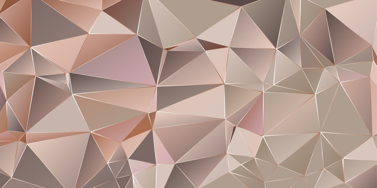 Papier peint géométrique - facettes de diamants beige et rose pastel