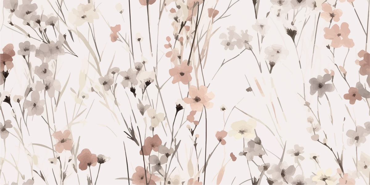 Papier peint fleuri - brins sauvages minimalistes