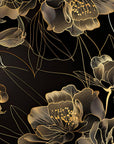 Floral Wallpaper - Golden Roses on Black Background