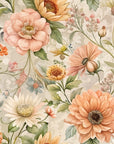 Papier peint fleuri - motif vintage de pivoines saumon