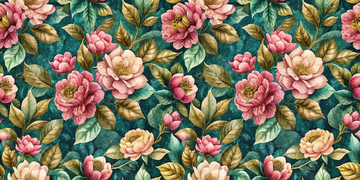 Papier peint fleuri - bouquets de roses d'antan