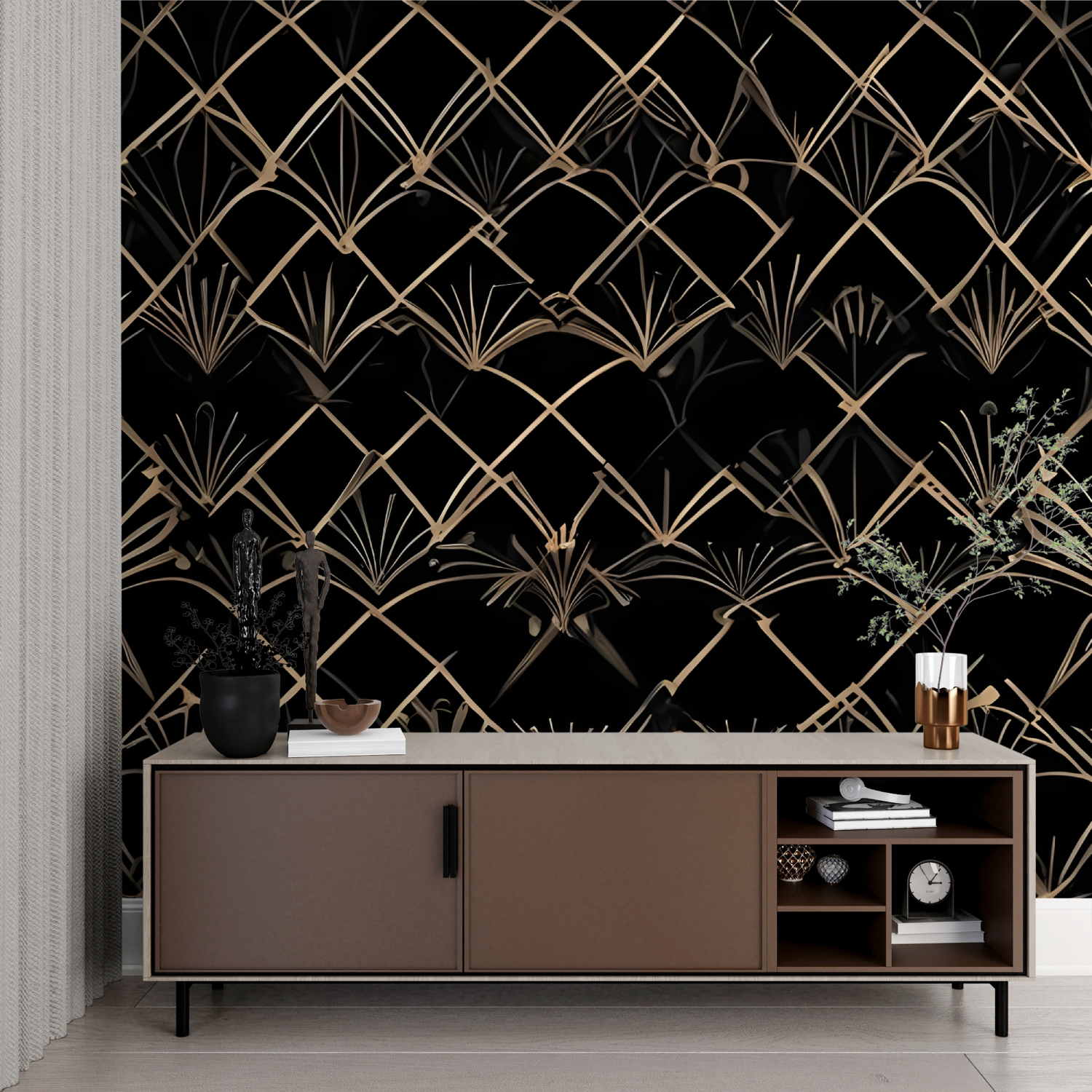Art &amp; Deco Wallpaper - Golden Geometric Patterns