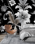 Floral Wallpaper - Royal Peonies Black and White