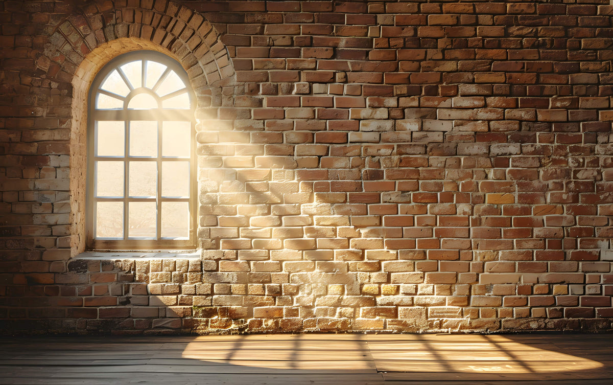 Backstein-Tapete - Fenster und Sonnenstrahl