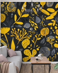 Floral Wallpaper - Lemon Yellow Flowers and Foliage