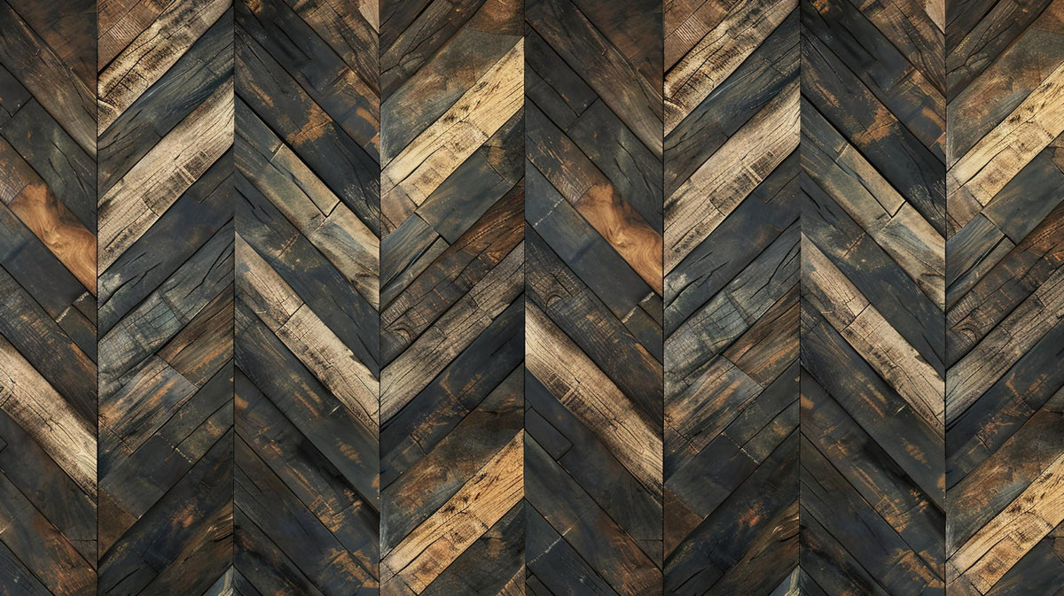 Papier Peint Bois - Chevron Patiné