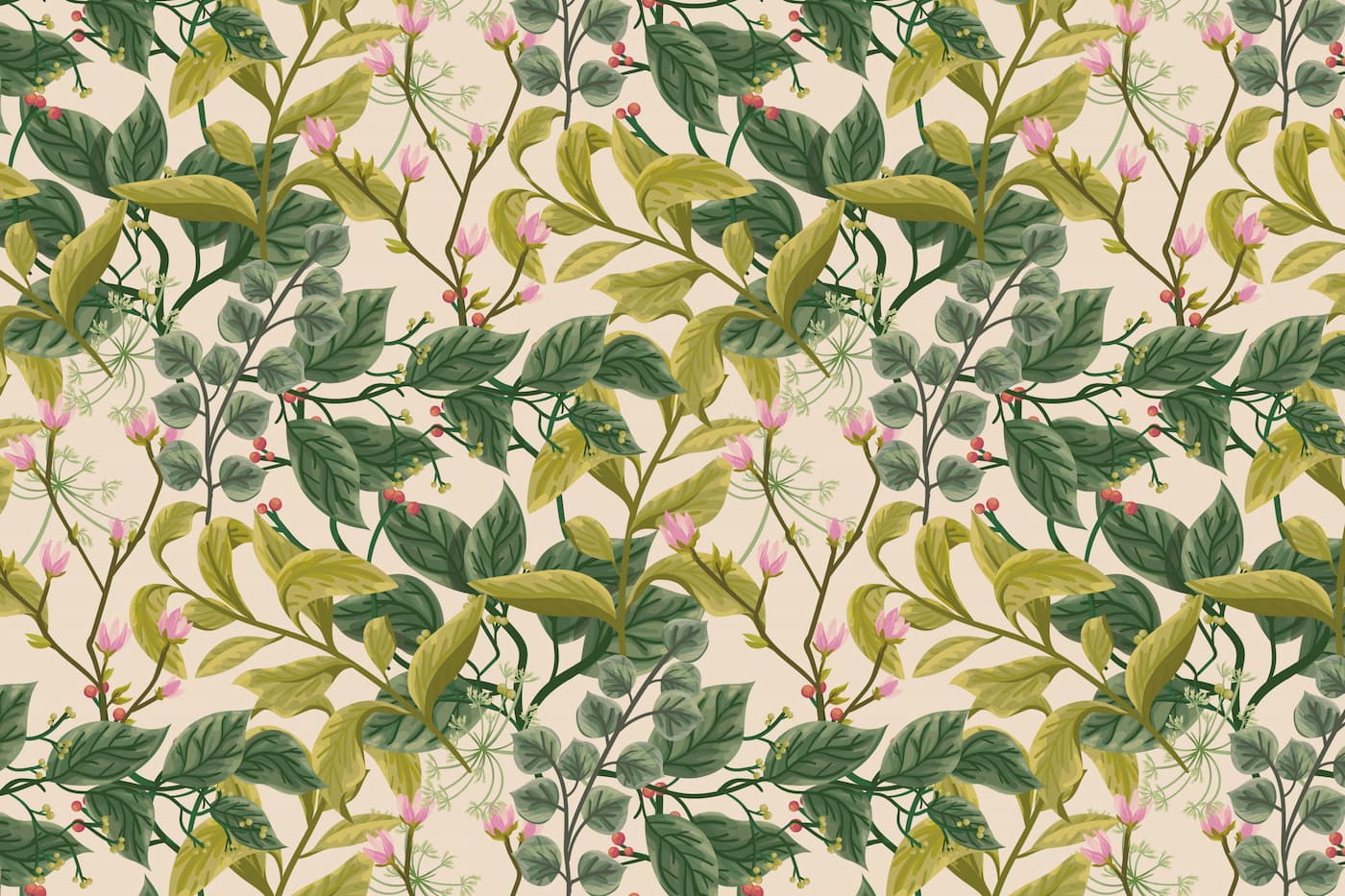 Papier Peint Vintage - Feuillage Tropical Ancien