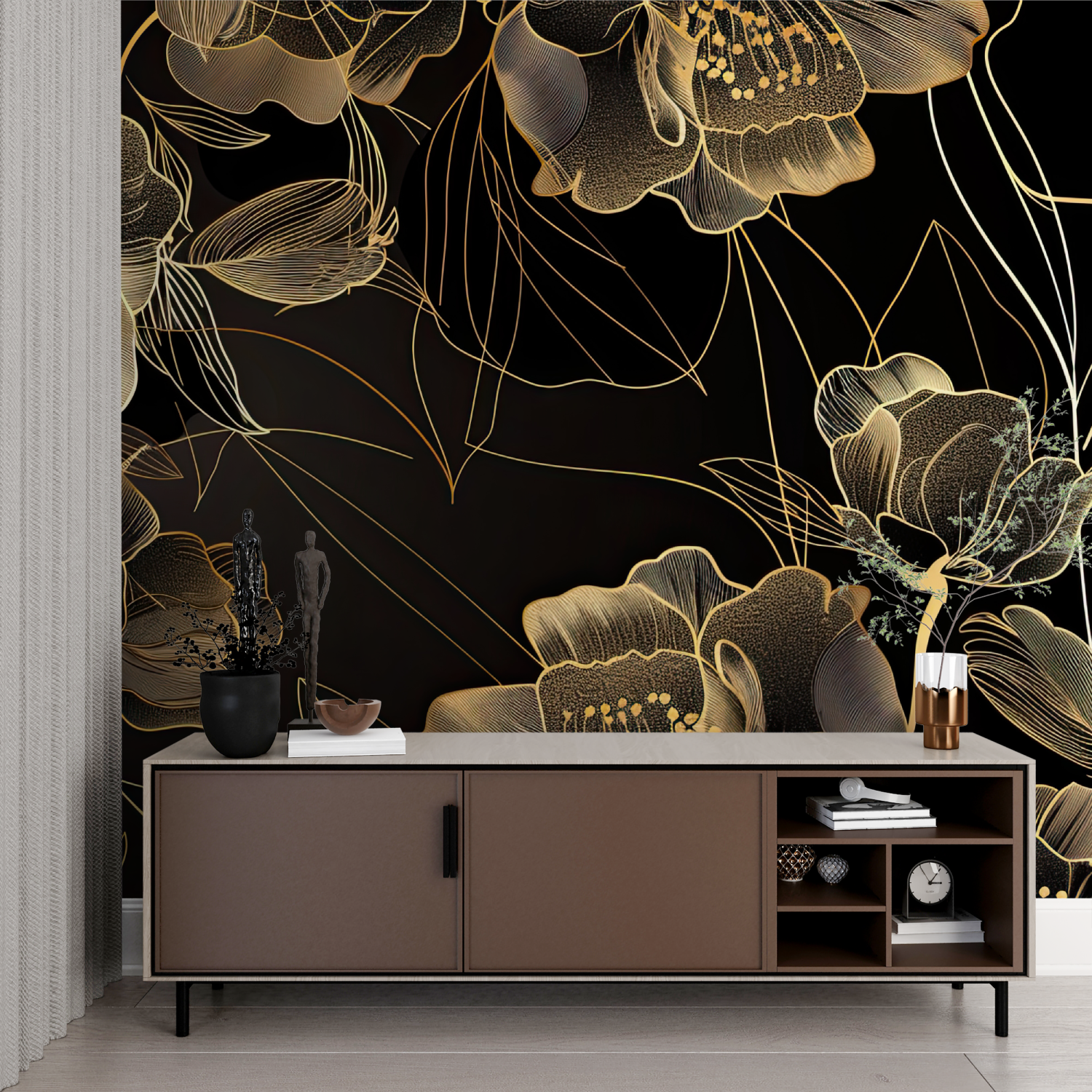 Black and Gold Art Deco Wallpaper