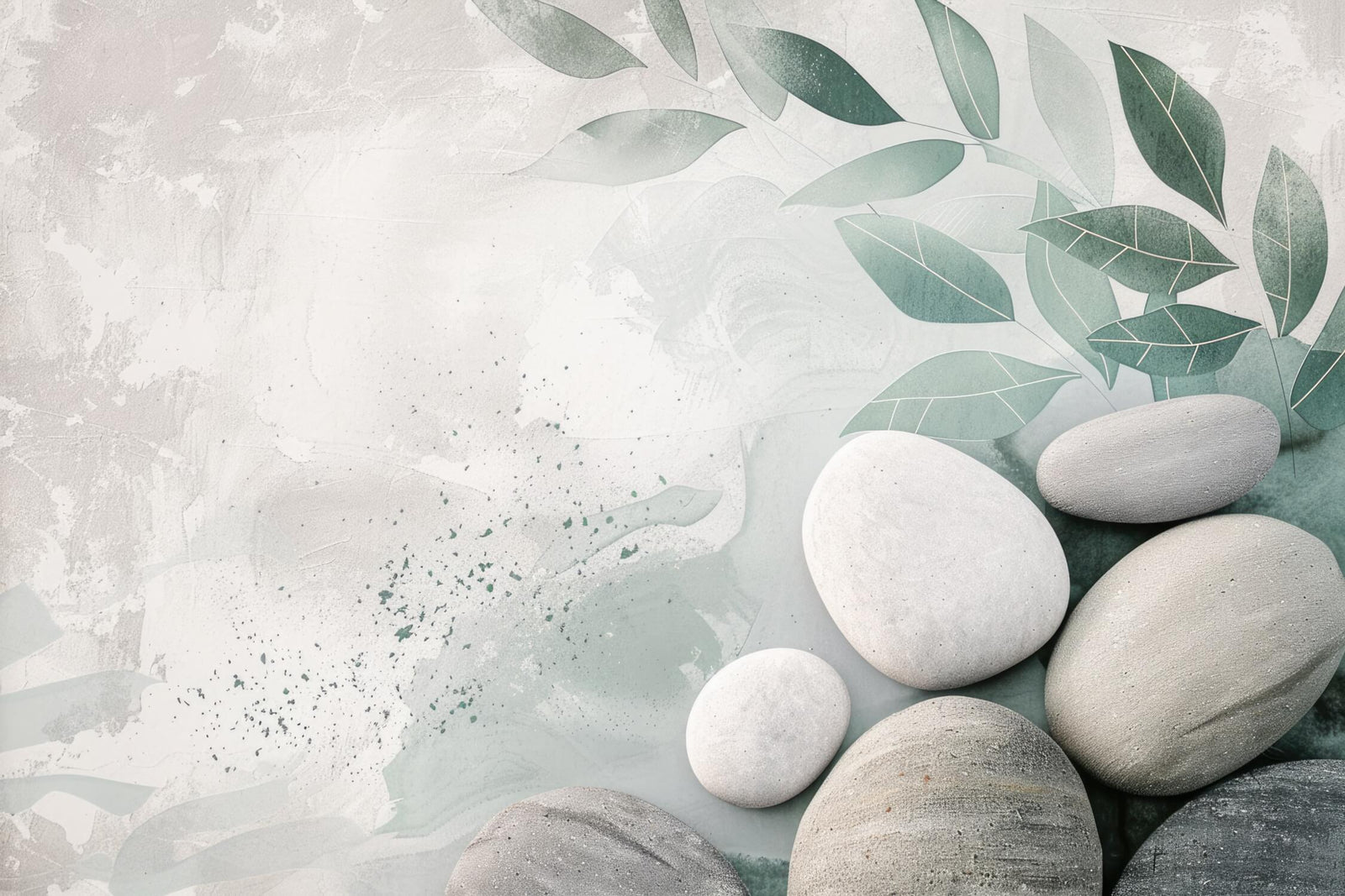 Stone Wallpaper - Pebbles and Foliage