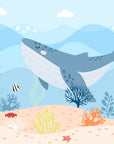 Papier Peint Enfant - Baleine Bleue Dans L’océan