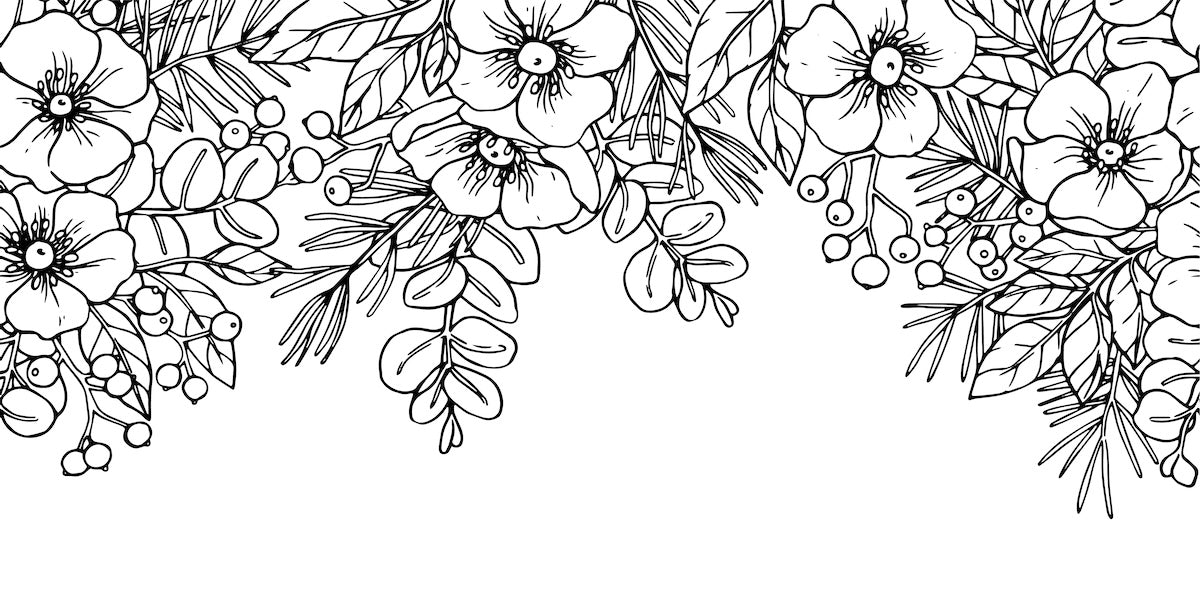Papier peint fleuri - croquis fleurs sauvages
