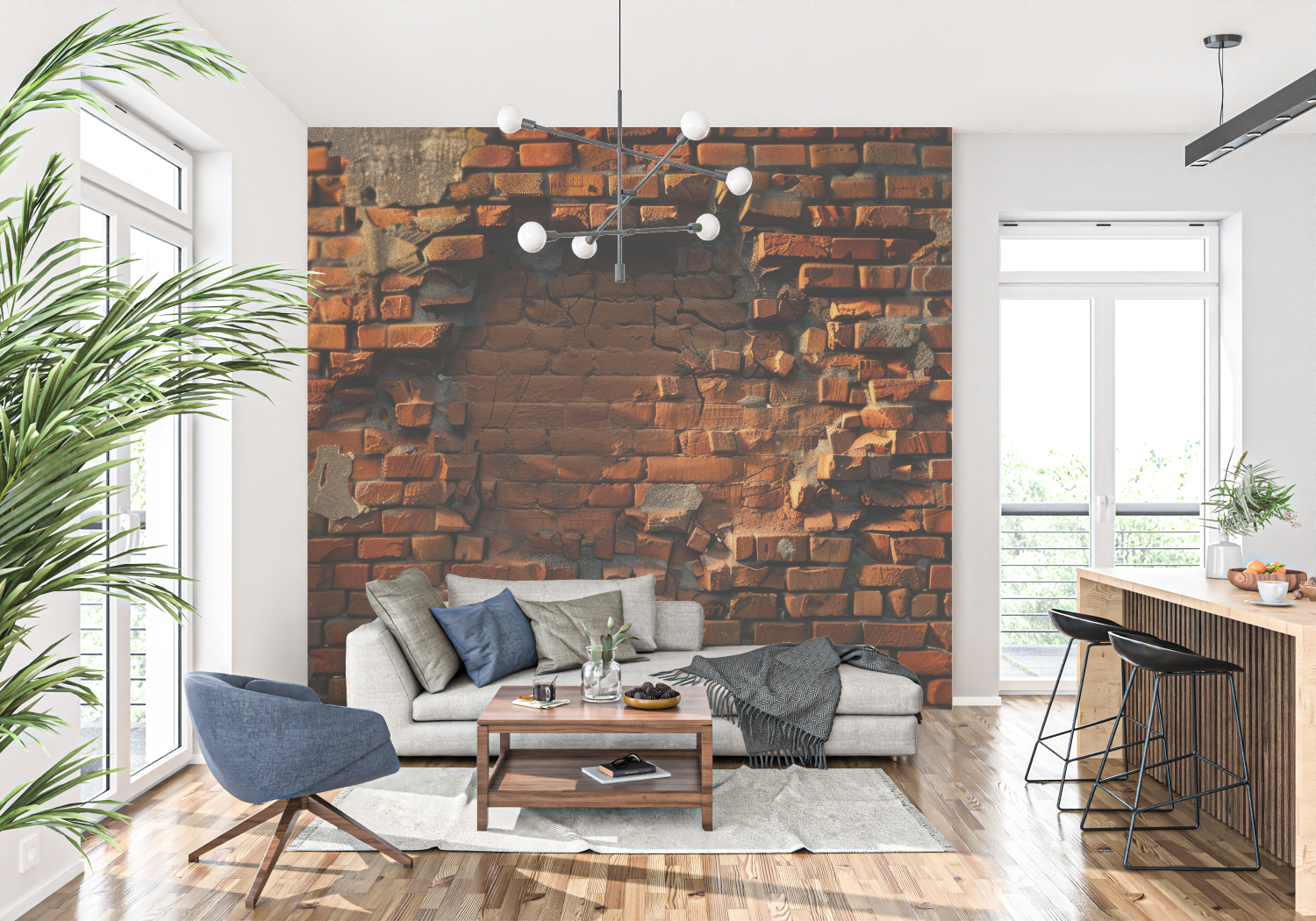 Papier Peint Art & Déco - Mur de Briques en Ruine