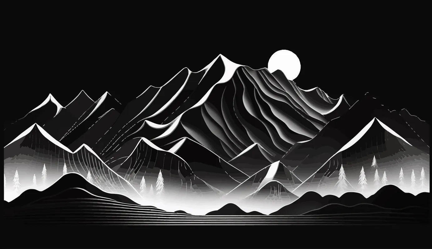 Black and White Wallpaper - Misty Mountains