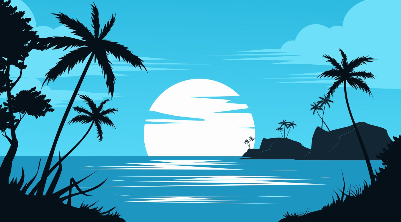 Tropical Sunset Wallpaper Illustration