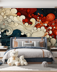 Japanese Wallpaper - Traditional Waves and Red Patterns