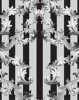 Papier peint baroque - damas classique noir et blanc