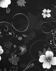 Floral Wallpaper - White Flowers on a Contrasting Black Background