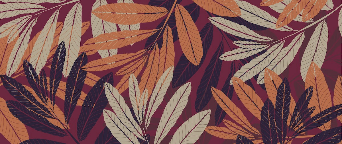 Papier peint nature - grand feuillage exotique marron et beige