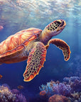 Papier peint animaux - tortue marine glissant dans l'océan azur