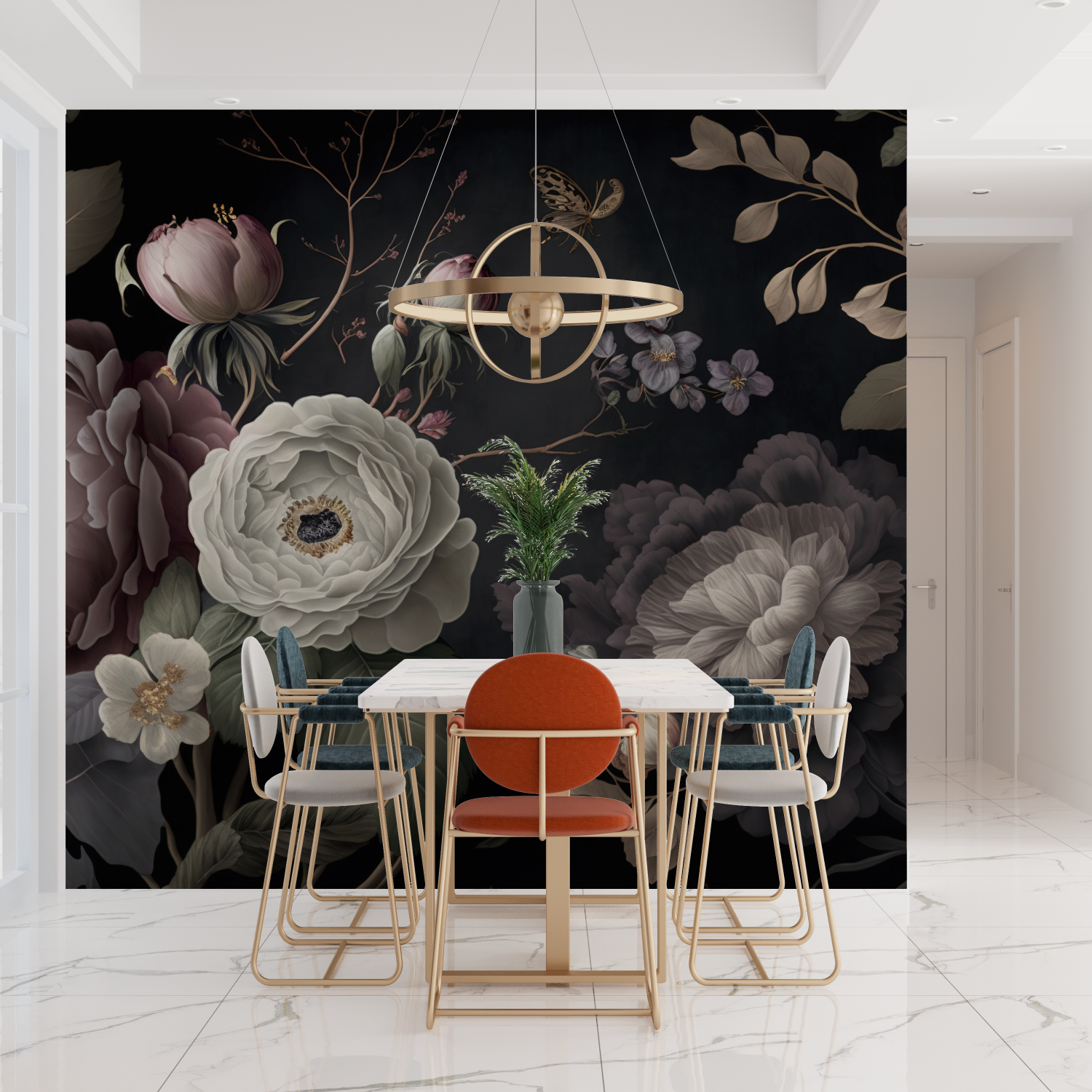 Floral Wallpaper on a Black Background